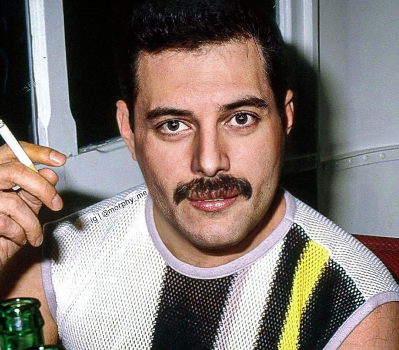 Rami Malek e Freddie Mercury fundidos em uma imagem