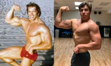 Filho do astro Schwarzenegger repete pose icônica do pai e músculos impressionam