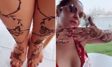 Maiara faz tatuagem de henna no corpo inteiro durante viagem em Dubai