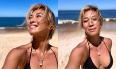 Danni Suzuki posa em cliques na praia durante viagem ao Uruguai: "dia leve e alegre"