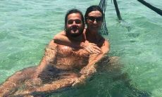 Fátima Bernardes posa com namorado em viagem ao Pernambuco