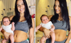 Após parto, Kyra Gracie posta foto real da barriga e rebate críticas: "Não estou nem aí"