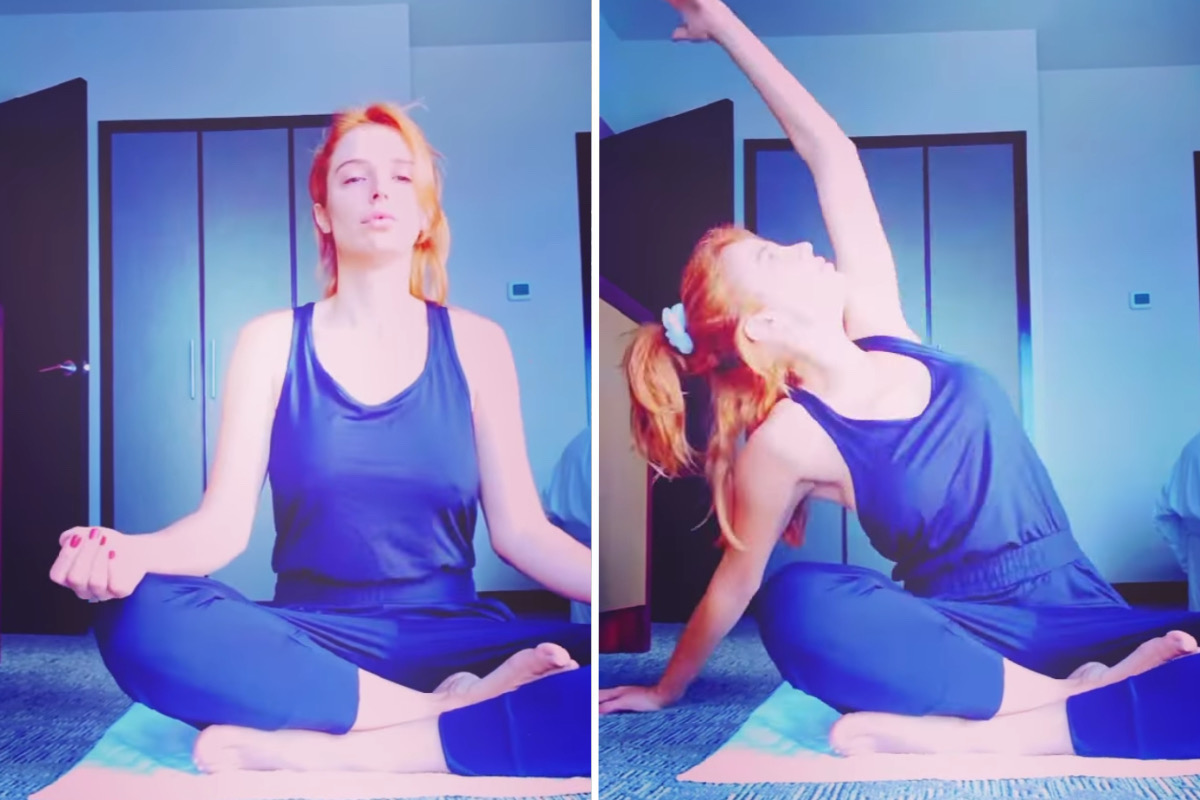 Rafa Brites aparece fazendo ioga e reflete: "Minutinhos de relaxamento"