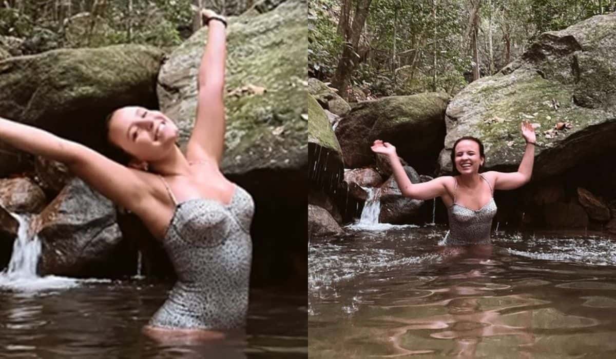 Larissa Manoela curte banho de cachoeira: 'privilégios'
