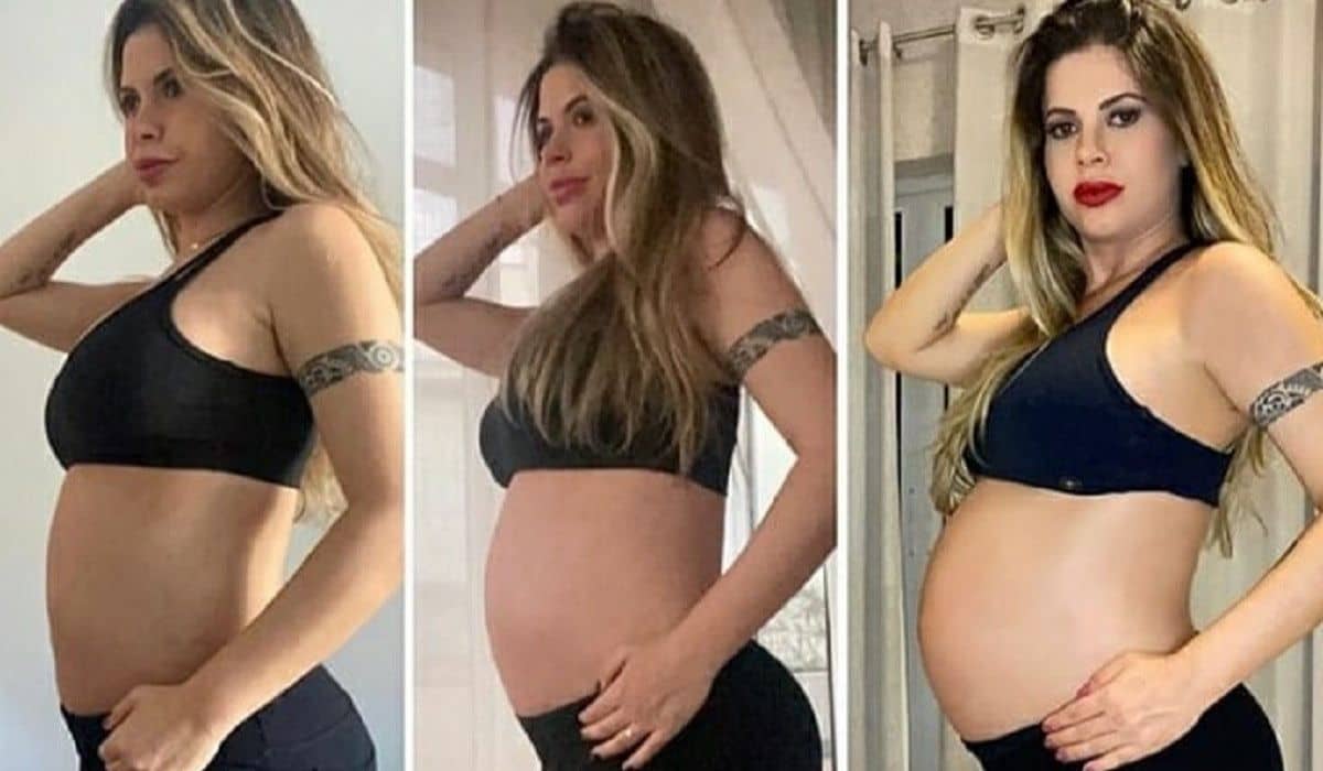 Ex-BBB Cacau Colucci exibe evolução da barriga de gravidez