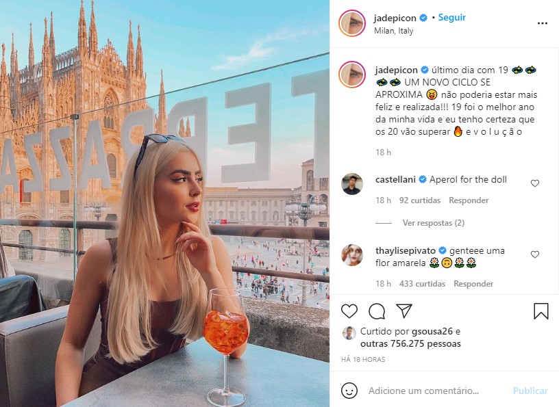 Jade Picon posa na Itália e revela: 'não poderia estar mais feliz e realizada' (Foto: Reprodução/Instagram)