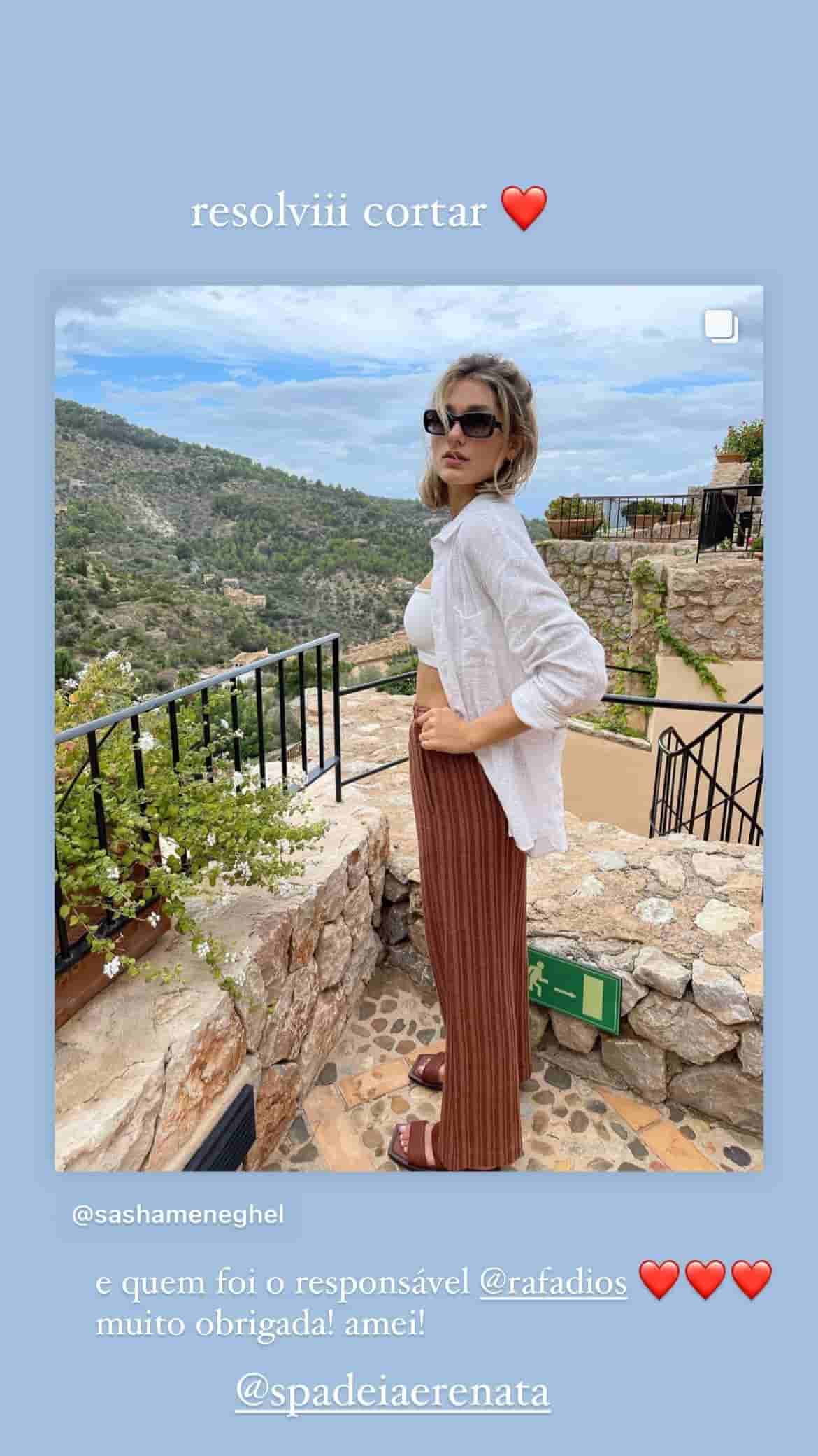 Sasha exibe mudança no visual durante viagem à Espanha: 'resolvi cortar' (Foto: Reprodução/Instagram)