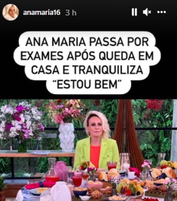 Ana Maria Braga fará exames após queda mas tranquiliza: 'estou bem' (Foto: Reprodução/Instagram)