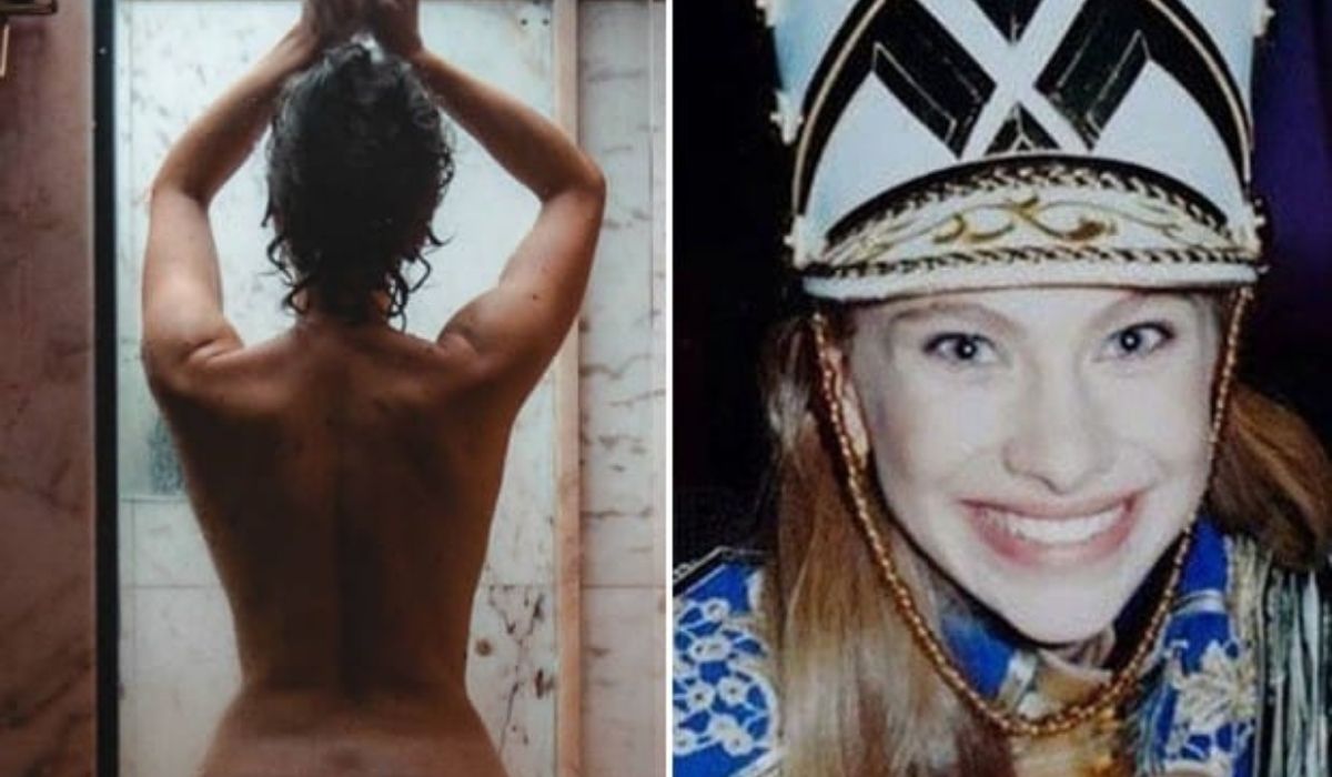 Ex-paquita e atriz, Lana Rhodes posa nua durante o banho