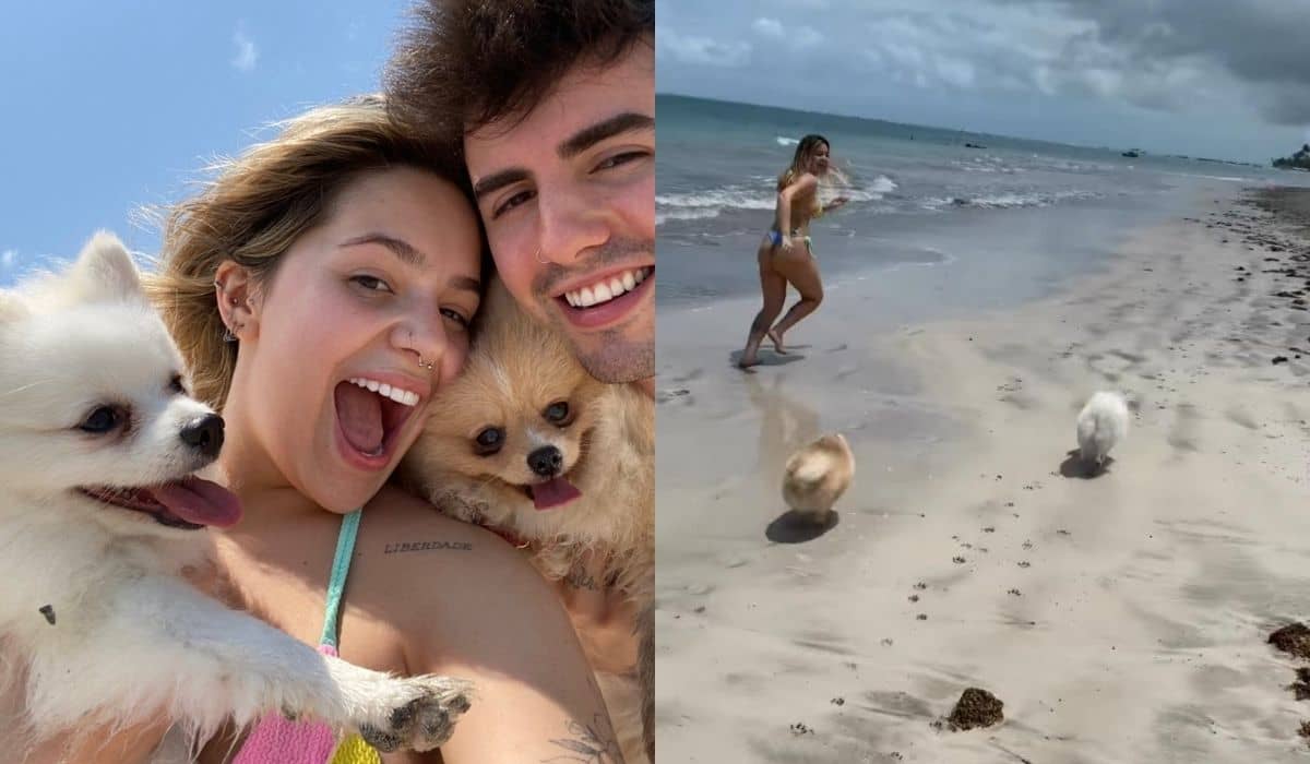 Viih Tube curte praia com o namorado e cachorros em viagem ao Alagoas