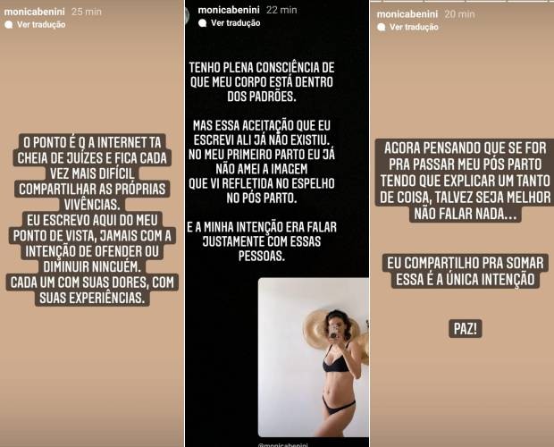 Mônica Benini desabafa após críticas por exibir corpo pós parto: 'juízes' (Foto: Reprodução/Instagram)