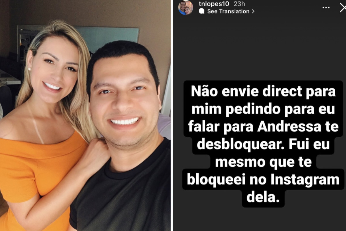 Marido de Andressa Urach invade redes sociais da modelo e bloqueia seguidores