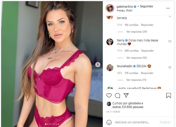 Gabi Martins posa de lingerie fio dental e ganha elogio do namorado (Foto: Reprodução/Instagram)