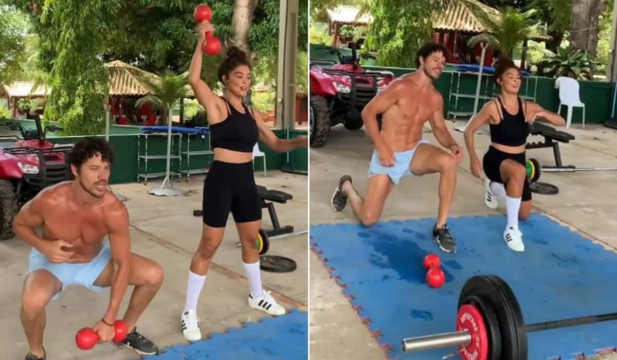 José Loreto e Juliana Paes pegam pesado em treino: 'tentando ficar sexy'