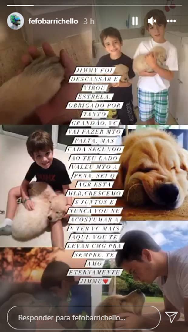 Rubens Barrichello e filhos lamentam morte de cachorrinho da família (Foto: Reprodução/Instagram)