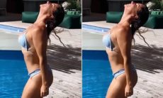 Giovanna Antonelli se refresca em piscina de biquíni: 'dia de sol'