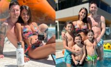 Messi posa com mulher e filhos durante viagem de férias na Argentina