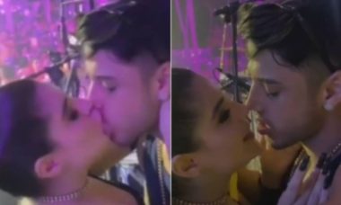 Gkay dá beijão no cantor Kevi Jonny na última noite de festas da 'Farofa'