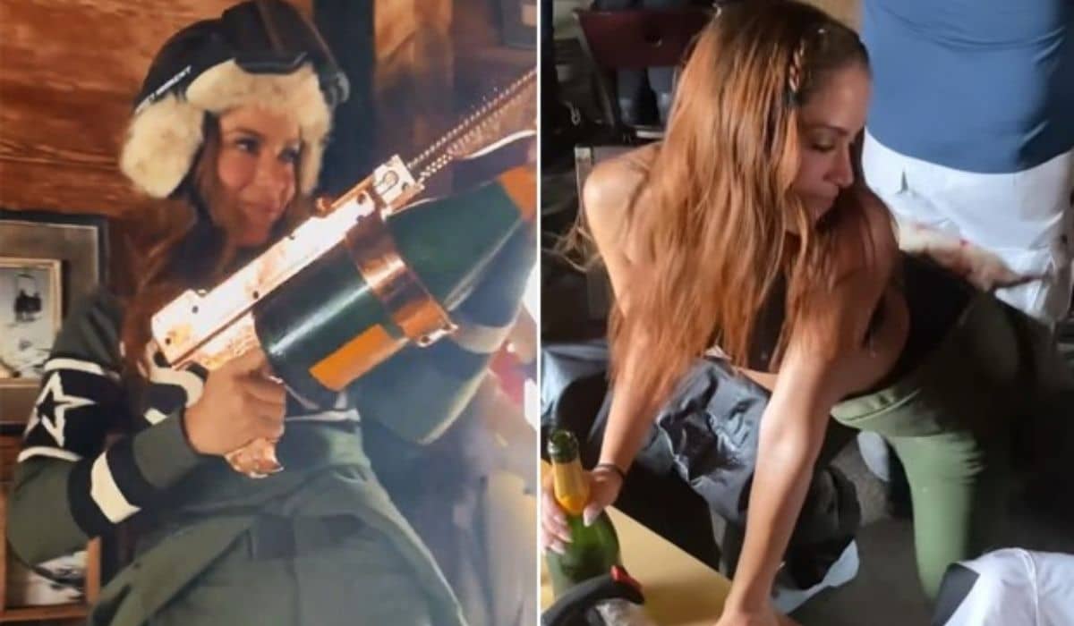 Anitta dança muito e joga champanhe ao curtir bar com amigos em Aspen 
