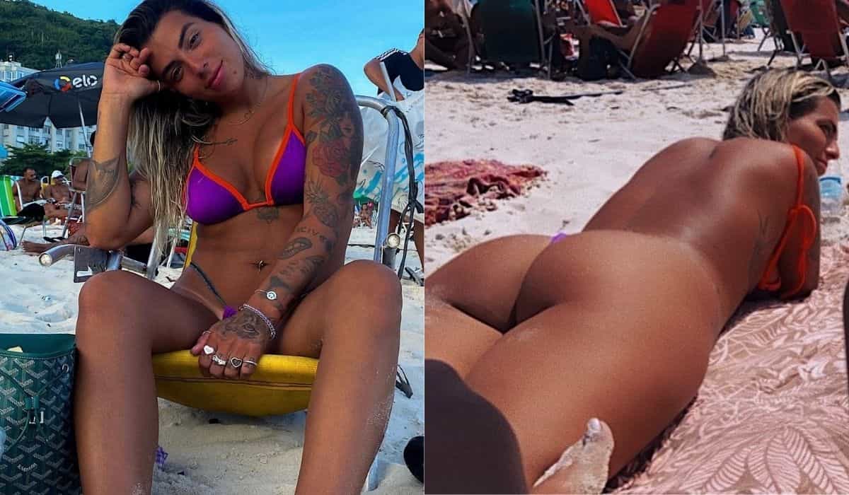 Petra Mattar faz topless ao curtir praia no Rio de Janeiro: 'bola de fogo'