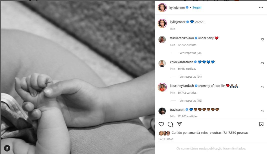 Kylie Jenner anuncia nascimento do seu segundo filho com Travis Scott (Foto: Reprodução/Instagram)