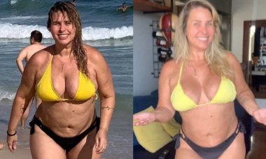 Andréa Sorvetão exibe antes e depois do corpo após um mês de dieta