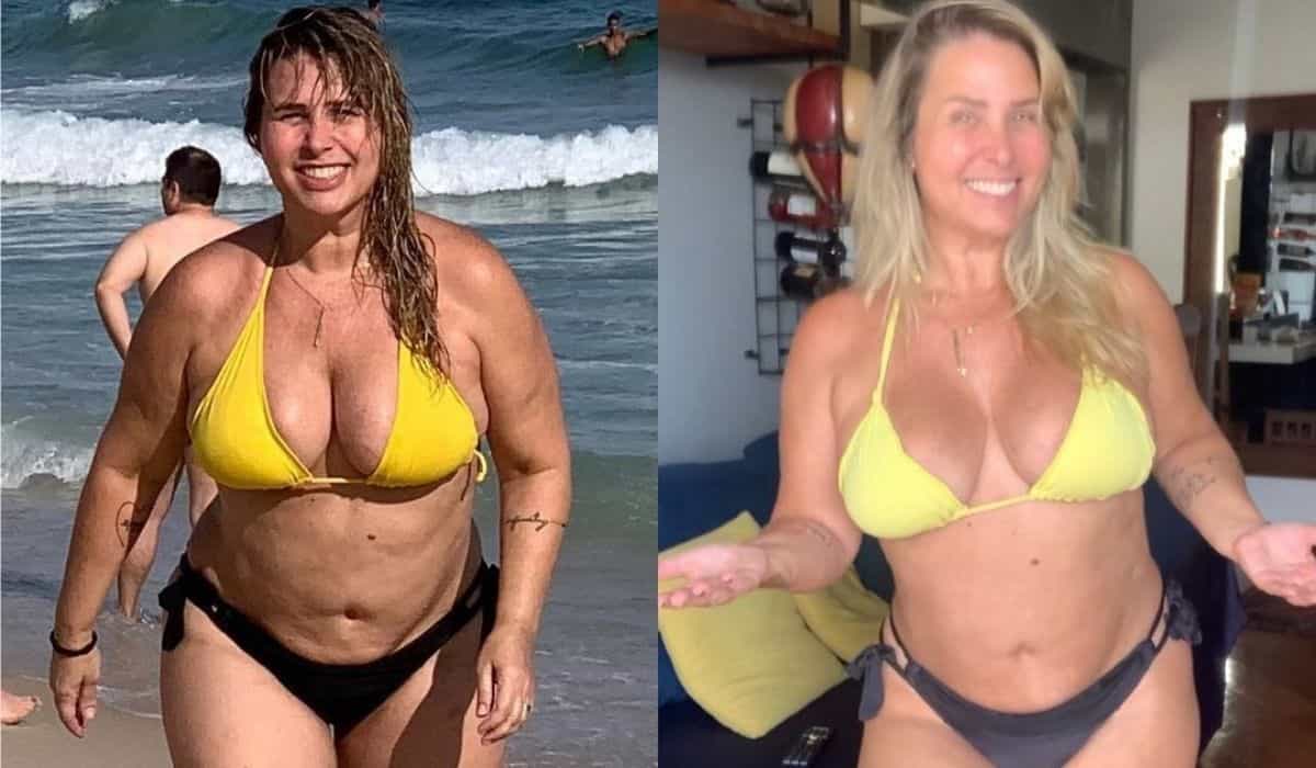 Andréa Sorvetão exibe antes e depois do corpo após um mês de dieta