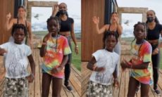 Giovanna Ewbank se diverte ao mostrar aula de dança dos filhos
