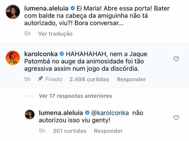 Karol Conká sobre 'baldada' de Maria em Natália: 'nem eu fui tão agressiva' (Foto: Reprodução/Instagram)