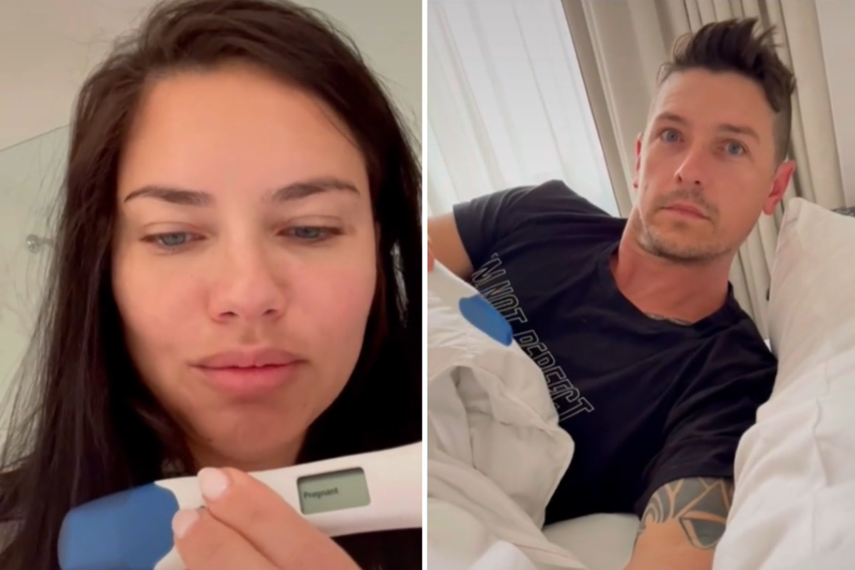 Adriana Lima revela gravidez e mostra reação do namorado