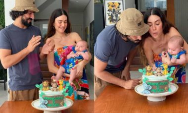 Thaila Ayala e Renato Góes comemoram três meses da vida do filho