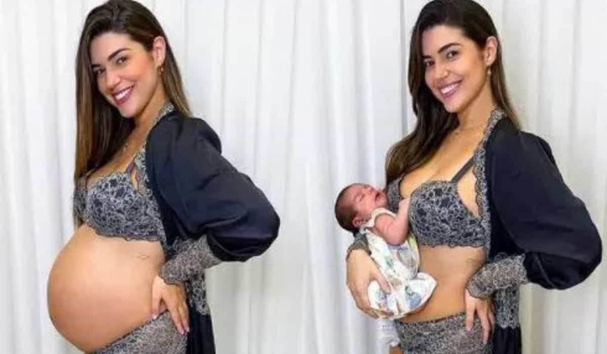 Vivian Amorim compara corpo antes e depois do parto da filha