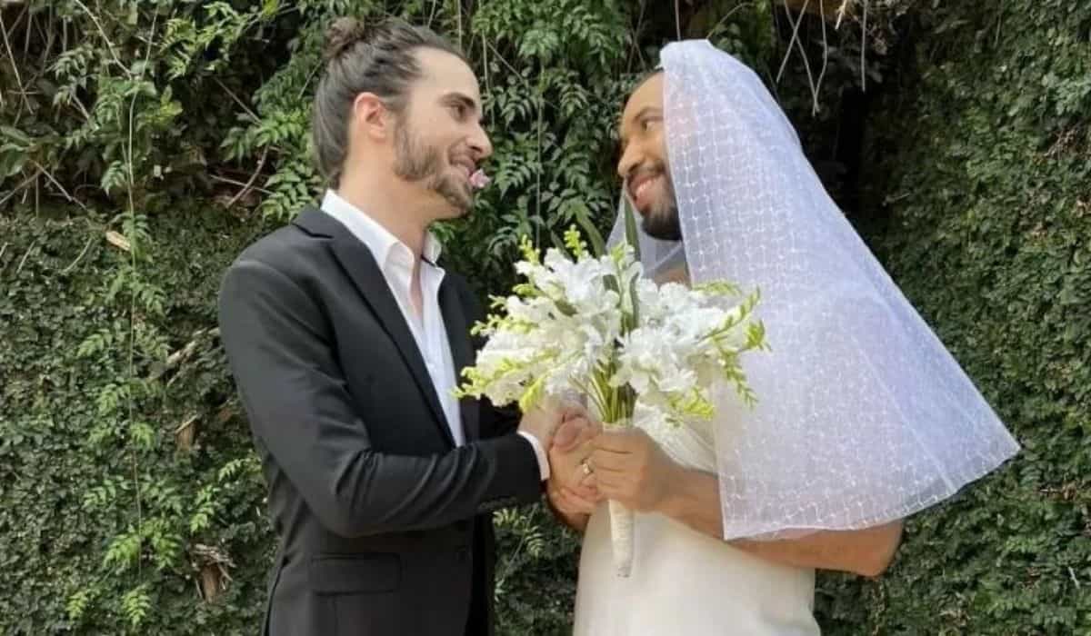  Gil do Vigor diverte web ao se vestir de noiva para se casar com Fiuk