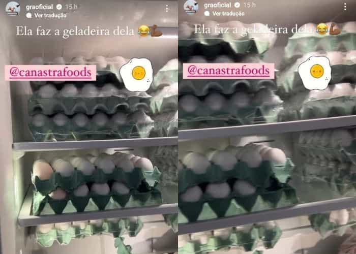 Gracyanne Barbosa exibe seu estoque de ovos: 'geladeira fitness' (Foto: Reprodução/Instagram)