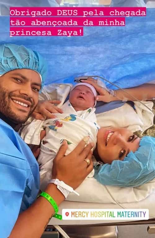 Hulk e Camila Ângelo anunciam nascimento da filha Zaya: 'nossa benção'