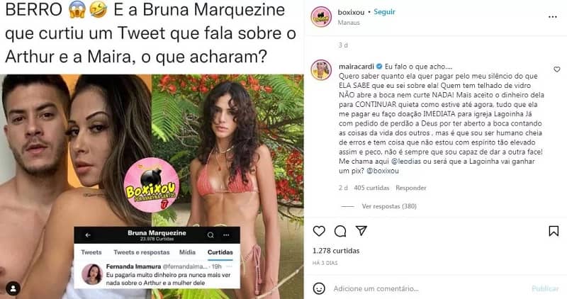 Polêmica! Maíra Cardi ameaça contar segredos de Bruna Marquezine (Foto: Reprodução/Instagram)