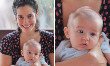 Maria Flor posa com o filho, Vicente: "Bebê bochechudo"
