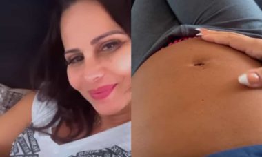 Grávida, Viviane Araújo se emociona com chutes do bebê: 'tão gostoso'