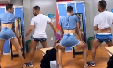 Gil do Vigor e Douglas Souza surgem dançando funk de shortinho