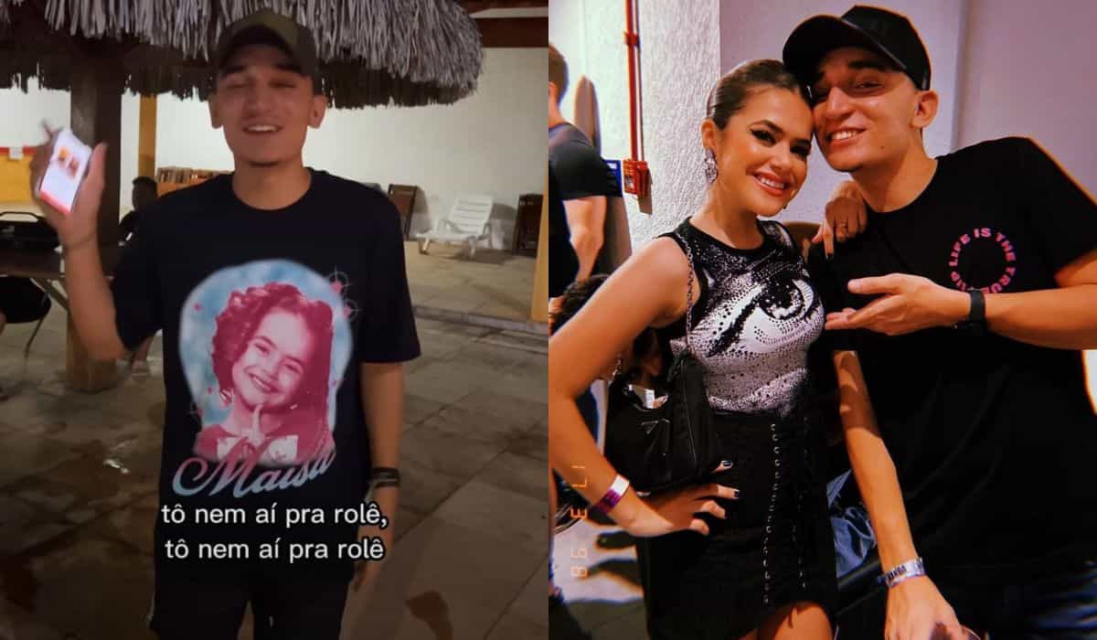 João Gomes canta música nova usando camisa com foto de Maisa