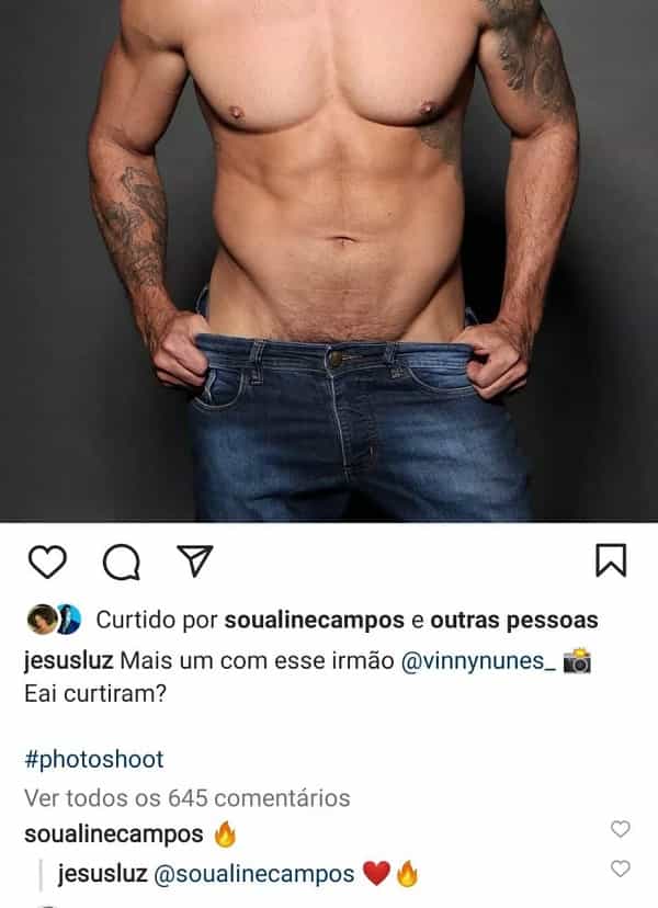 Aline Campos elogia clique sensual do novo affair, Jesus Luz (Foto: Reprodução/Instagram)