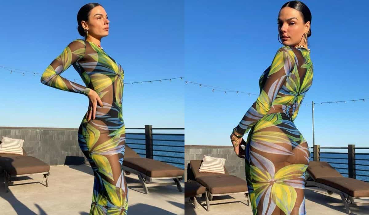 Isis Valverde encanta ao posar com vestido transparente em Malibu