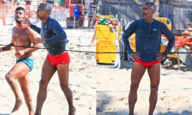 Romário curte dia de sol para praticar futevôlei em praia do Rio