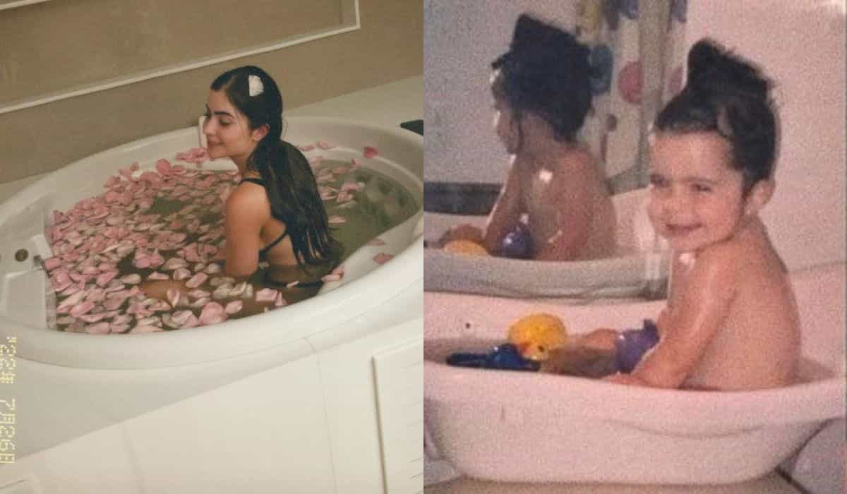 Jade Picon relembra infância ao posar em banheira com rosas