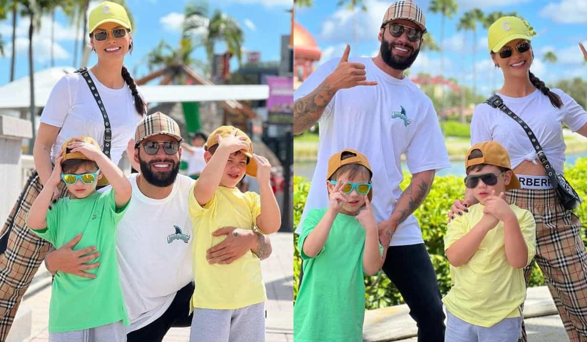 Gusttavo Lima e Andressa Suita curtem férias em Orlando com os filhos