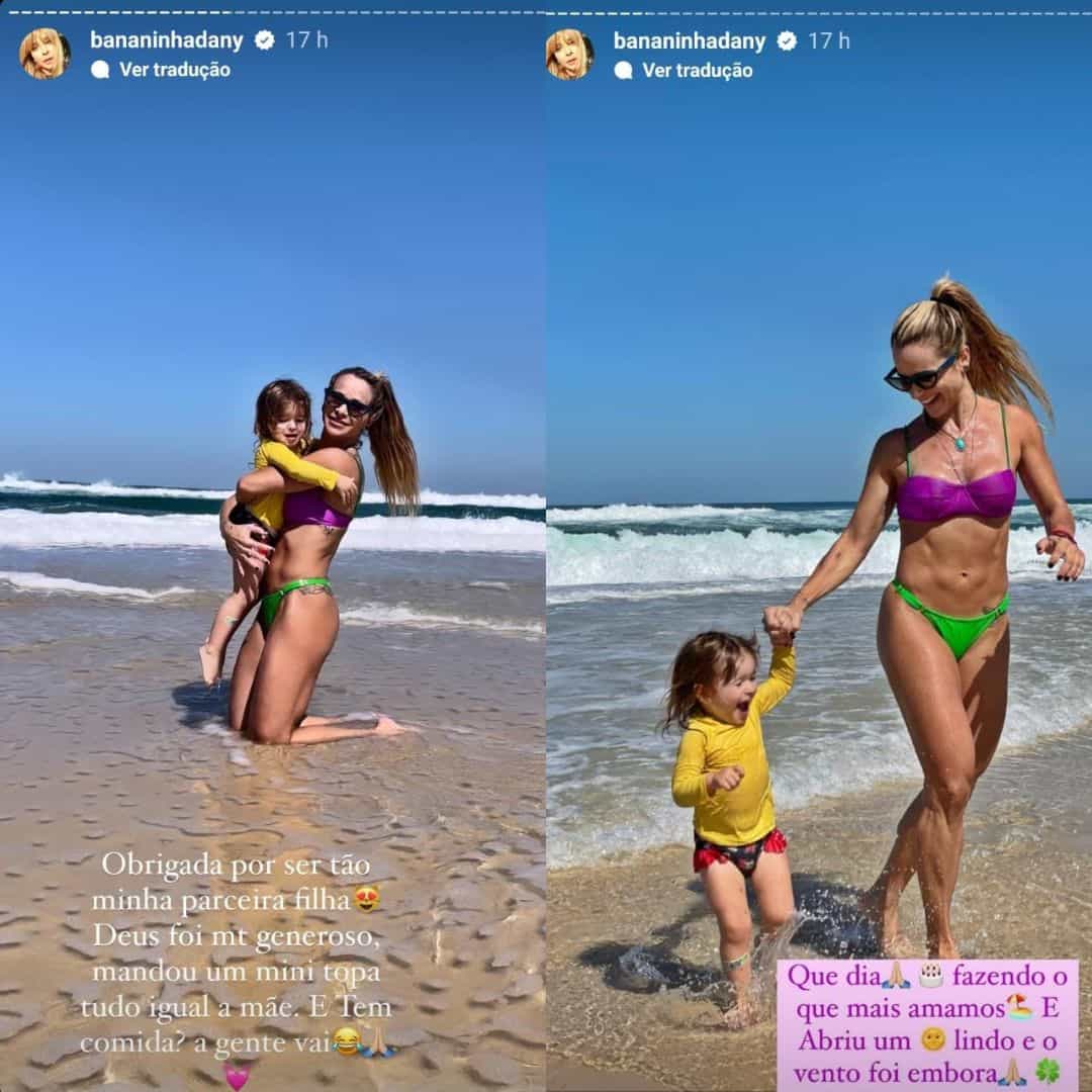 Dany Bananinha celebra aniversário com a filha na praia: 'que dia!' (Foto: Reprodução/Instagram)