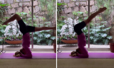 Grazi Massafera pratica yoga e impressiona com elasticidade