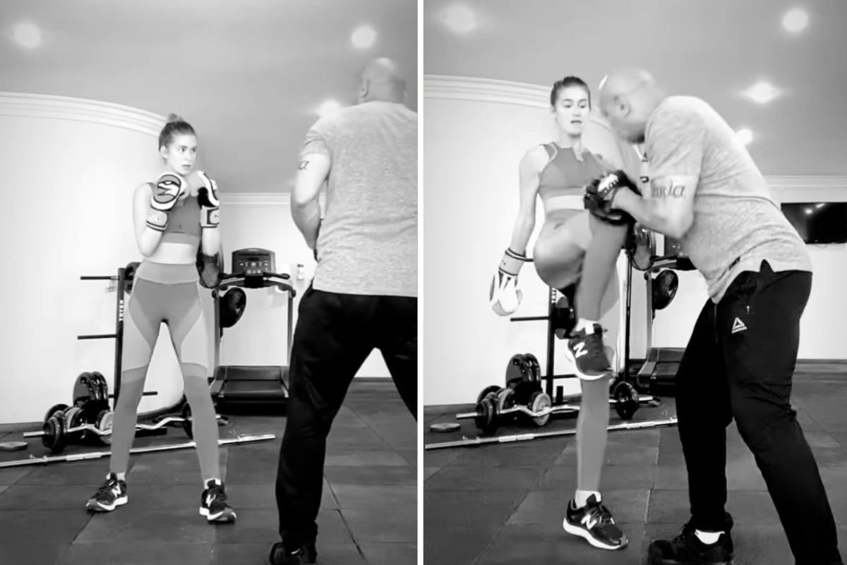 Marina Ruy Barbosa faz treino de muay thai com personal