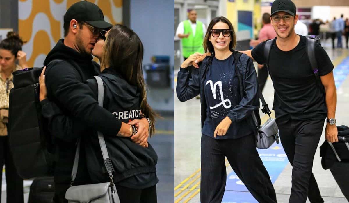 Bruna Gomes é flagrada aos beijos com namorado em aeroporto do Rio