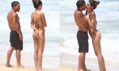 Douglas Sampaio é flagrado aos beijos com affair em praia do Rio